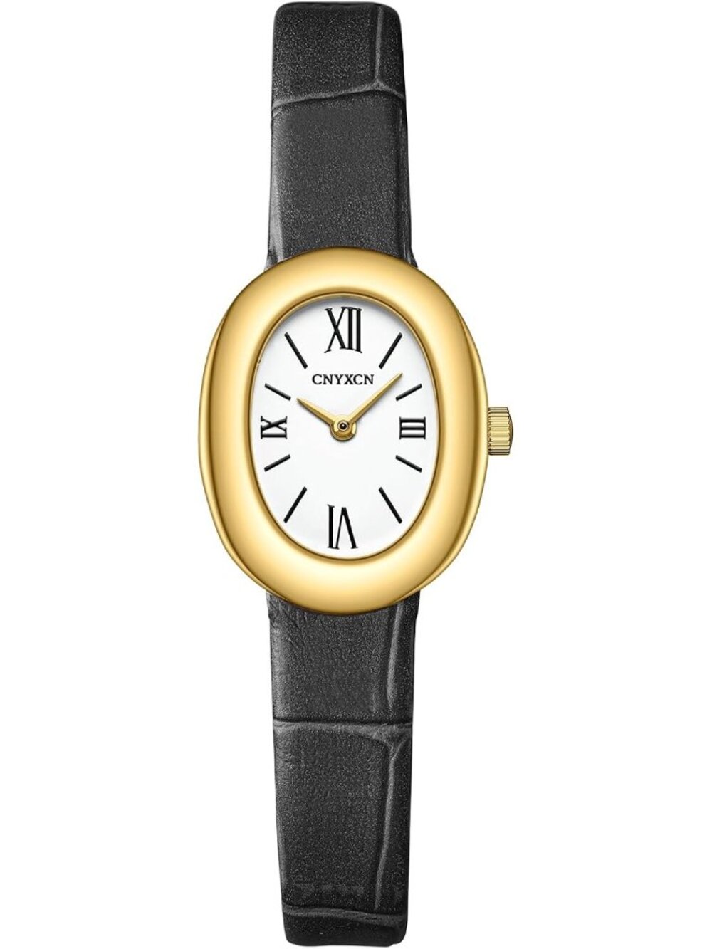 Women’s Gold Black Vintage Gold Oval Bangle Watch Elegant Quartz Wristwatch